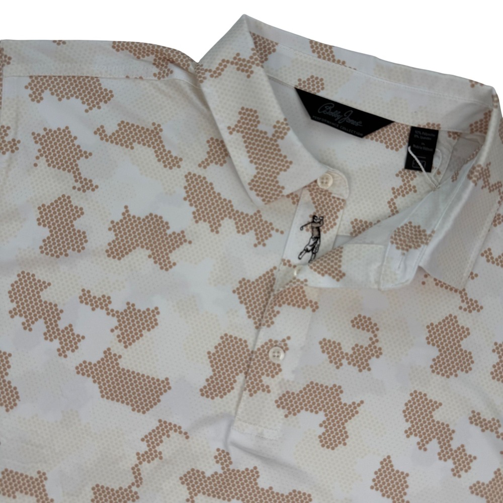 Bobby Jones Mens Performance Polo Shirt XL Camo Honeycomb BJ232315 Army Tan NEW